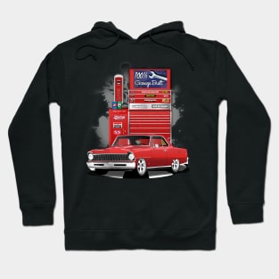 1967 Bolero Red Chevrolet Nova Garage Built Print Hoodie